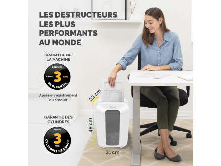 Fellowes Destructeur de documents Powershred LX70, blanc