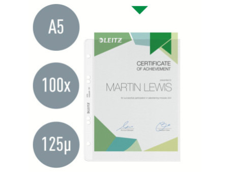 LEITZ Pochette perforée extra solide, PP, grainé, 0,13 mm