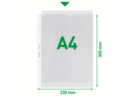 LEITZ Pochette perforée extra solide, format A4, PP, 0,13 mm