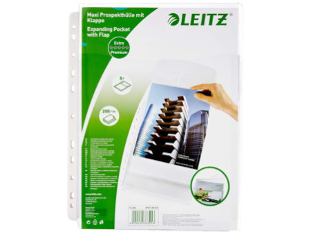 LEITZ Pochette perforée Maxi avec rabat, A4, PVC, grainée