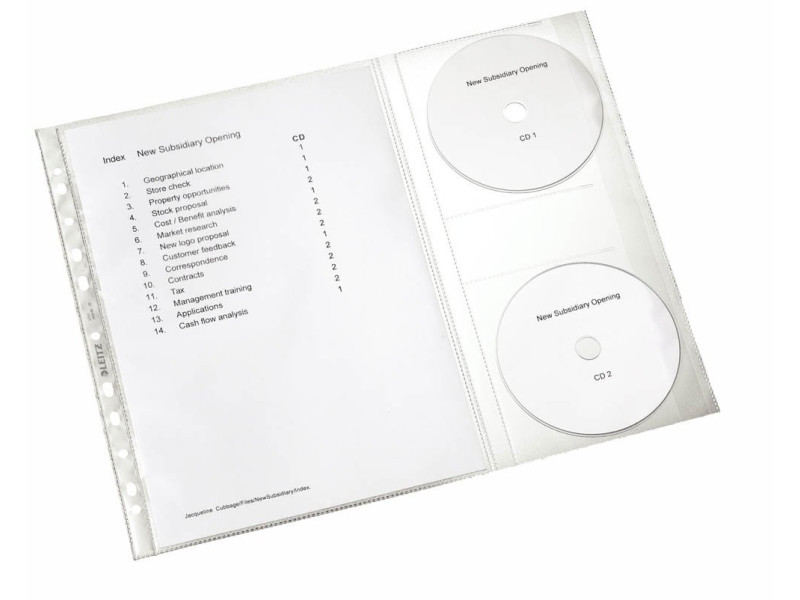 LEITZ Pochette perforée avec rabat CD, A4, PP, 0,12 mm,