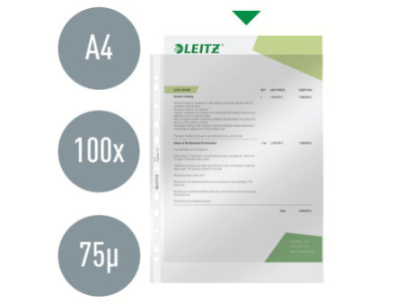 LEITZ Pochette perforée, A4, PP, transparent, 0,08 mm