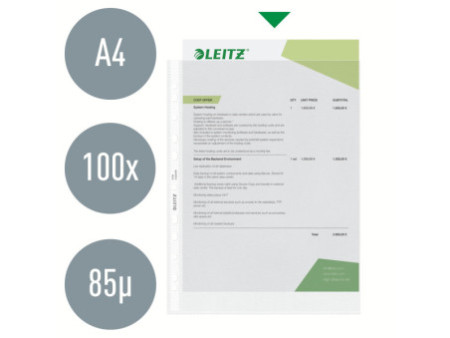 LEITZ pochette perforée, format A4, PP, grainé, 0,09 mm