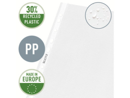 LEITZ pochette perforée, format A4, PP, grainé, 0,09 mm