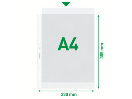 LEITZ pochette perforée, format A4, PP, grainé, 0,09 mm