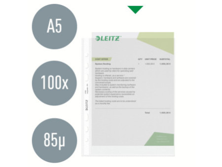 LEITZ Pochette perforée, format A5, PP, grainé, 0,08 mm,