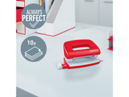 LEITZ Mini perforateur Nexxt 5060, en carton, rouge
