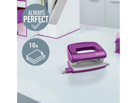 LEITZ Mini perforateur Nexxt 5060, en carton, violet métal