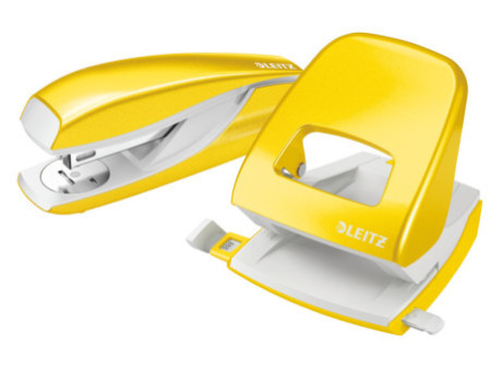 LEITZ Agrafeuse & perforateur Nexxt WOW, jaune métallisé