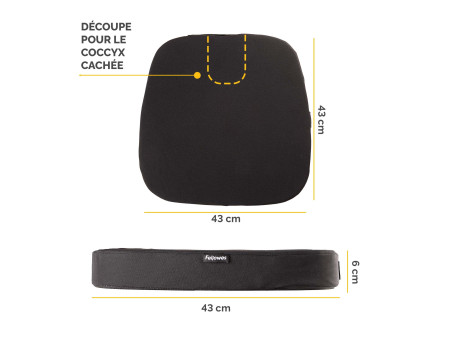 Fellowes Coussin d'assise confort Breyta, noir