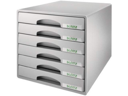 LEITZ Module de classement Plus, 6 tiroirs, gris