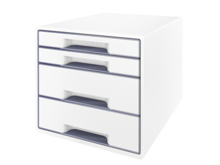 LEITZ Bloc de classement WOW CUBE, 4 tiroirs, blanc/gris