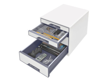 LEITZ Bloc de classement WOW CUBE, 4 tiroirs, blanc/gris
