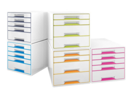 LEITZ Bloc de classement WOW CUBE, 4 tiroirs, blanc/gris