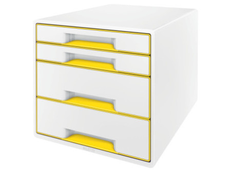 LEITZ Bloc de classement WOW CUBE, 4 tiroirs, blanc/jaune