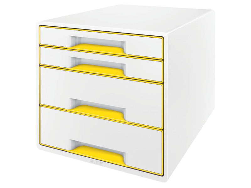 LEITZ Bloc de classement WOW CUBE, 4 tiroirs, blanc/jaune