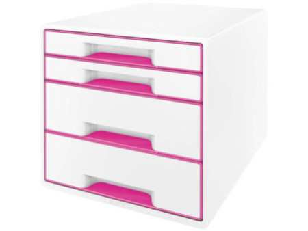 LEITZ Bloc de classement WOW CUBE, 4 tiroirs, blanc/rose