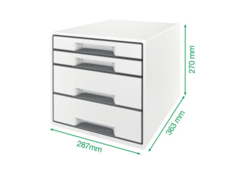 LEITZ Bloc de classement WOW CUBE, 4 tiroirs, blanc/bleu