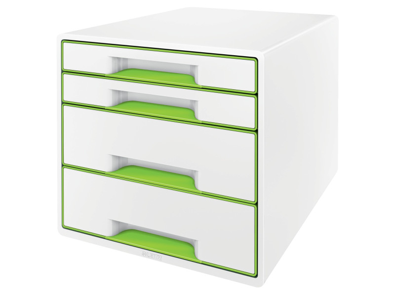 LEITZ Bloc de classement WOW CUBE, 4 tiroirs, blanc/vert