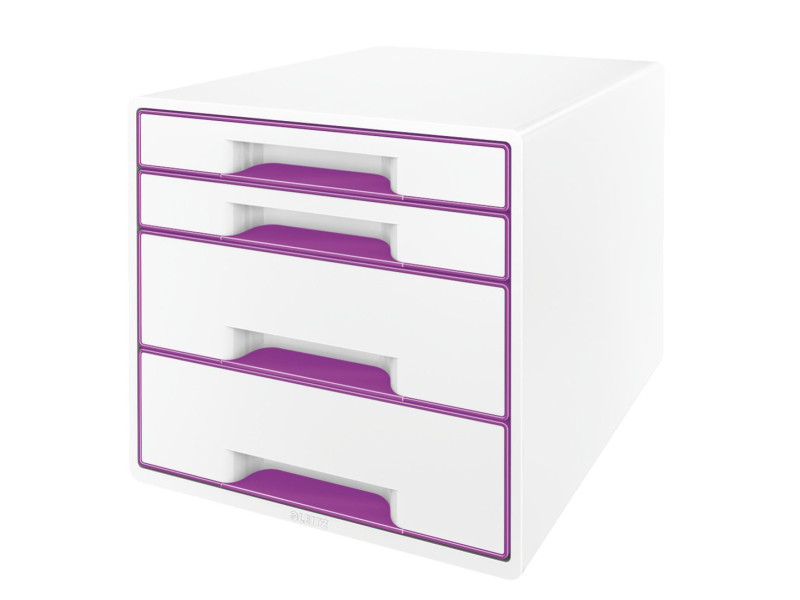 LEITZ Bloc de classement WOW CUBE, 4 tiroirs, blanc/violet