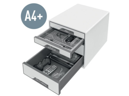LEITZ Bloc de classement WOW CUBE, 4 tiroirs, blanc/violet