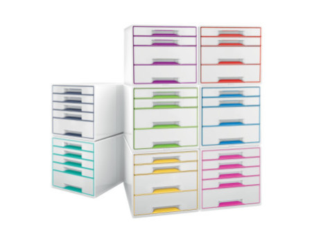 LEITZ Bloc de classement WOW CUBE, 4 tiroirs, blanc/violet
