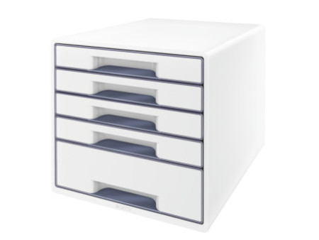 LEITZ Bloc de classement WOW CUBE, 5 tiroirs, blanc/gris