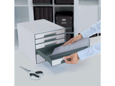 LEITZ Bloc de classement WOW CUBE, 5 tiroirs, blanc/gris