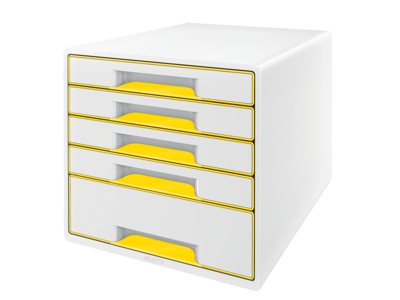 LEITZ Bloc de classement WOW CUBE, 5 tiroirs, blanc/jaune