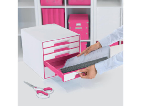 LEITZ Bloc de classement WOW CUBE, 5 tiroirs, blanc perlé/