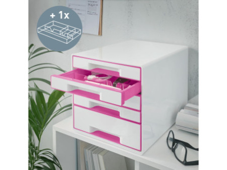 LEITZ Bloc de classement WOW CUBE, 5 tiroirs, blanc perlé/