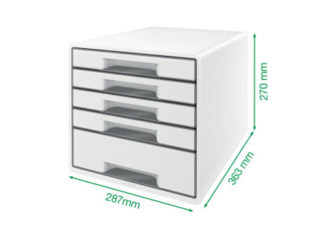 LEITZ Bloc de classement WOW CUBE, 5 tiroirs, blanc/vert