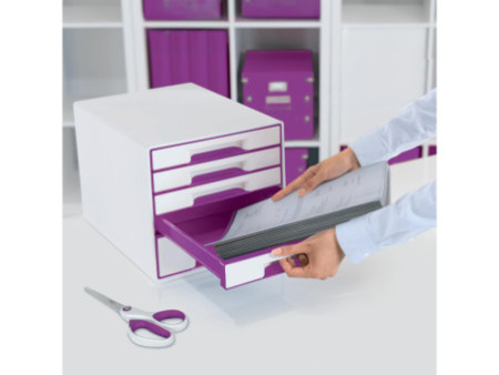 LEITZ bloc de classement WOW CUBE, 5 tiroirs, blanc perle /