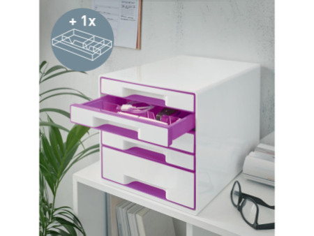 LEITZ bloc de classement WOW CUBE, 5 tiroirs, blanc perle /