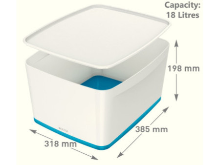 LEITZ Boîte de rangement My Box, 18 litres, blanc / bleu