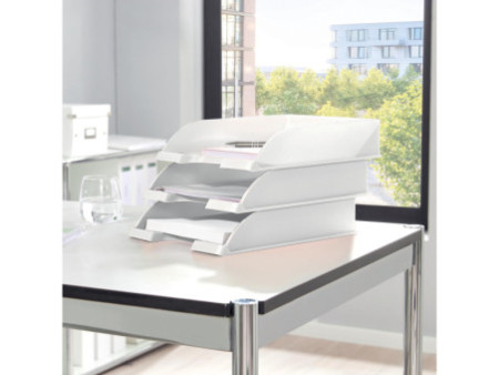 LEITZ Corbeille à courrier Plus WOW, A4, polystyrène, blanc