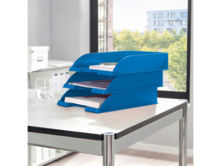 LEITZ Corbeille à courrier Plus WOW, A4, polystyrène, bleu