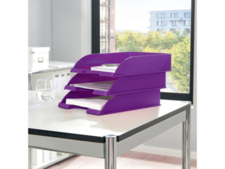LEITZ Corbeille à courrier Plus WOW, A4, polystyrène, violet