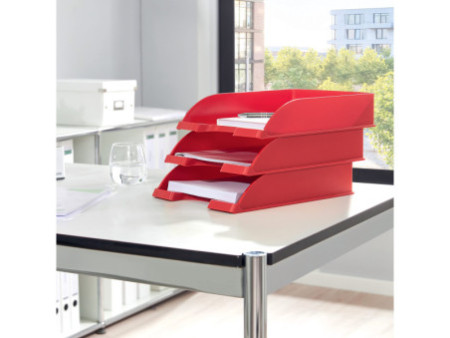 LEITZ Corbeille à courrier Plus Standard, A4, rouge
