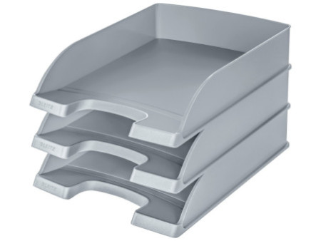 LEITZ Corbeille à courrier Plus Standard, A4, argent