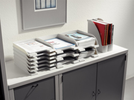 LEITZ Corbeille à courrier Plus Jumbo, A4, polystyrène, gris