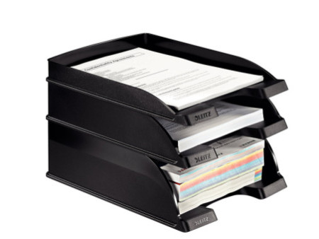 LEITZ Corbeille à courrier Plus Jumbo, A4, polystyrène, noir