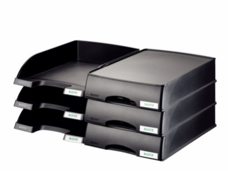 LEITZ Corbeille à courrier Plus Jumbo, A4, polystyrène, noir