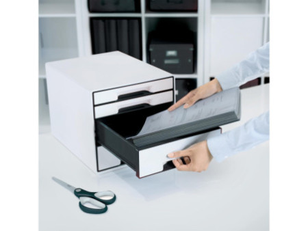 LEITZ Bloc de classement WOW CUBE, 4 tiroirs, blanc perlé/