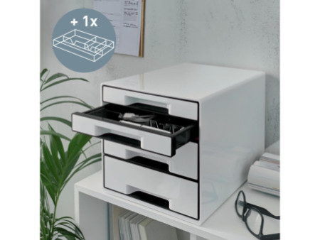 LEITZ Bloc de classement WOW CUBE, 4 tiroirs, blanc perlé/