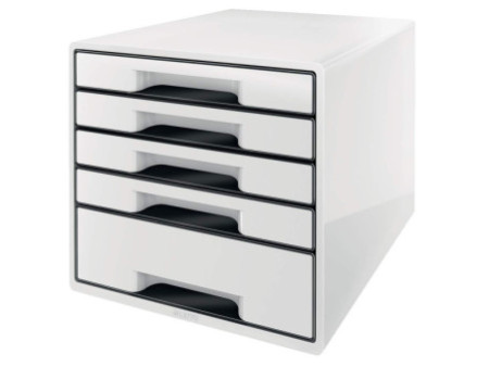 LEITZ Bloc de classement WOW CUBE, 5 tiroirs, blanc perlé/
