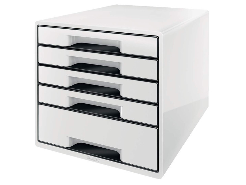 LEITZ Bloc de classement WOW CUBE, 5 tiroirs, blanc perlé/