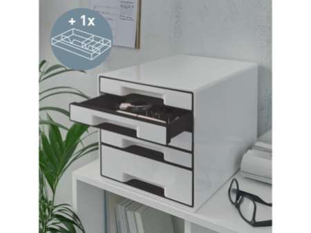 LEITZ Bloc de classement WOW CUBE, 5 tiroirs, blanc perlé/