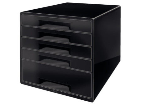 LEITZ Bloc de classement WOW CUBE, 5 tiroirs, noir/gris