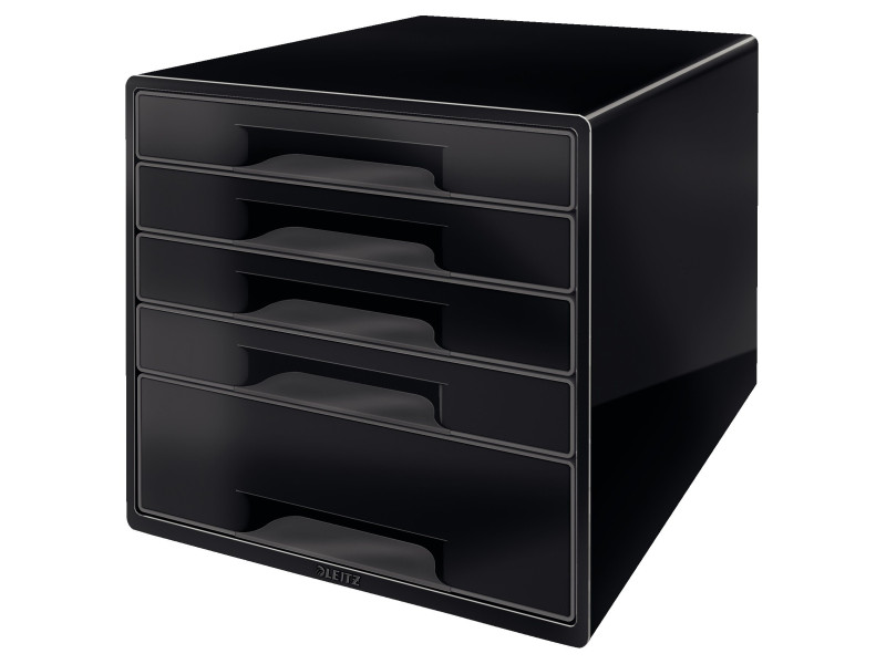 LEITZ Bloc de classement WOW CUBE, 5 tiroirs, noir/gris